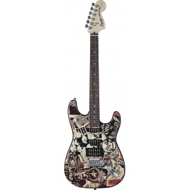 FENDER SQUIER OBEY GRAPHIC STRATOCASTER HSS RW COLLAGE