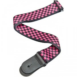 D'Addario Strap Woven Black Pink Checkerboard_PW-H03
