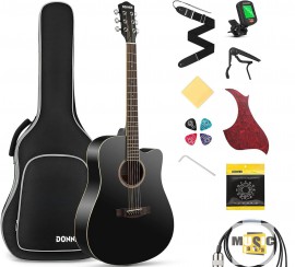 Donner Music Acoustic Guitar Cutaway Black EC1129